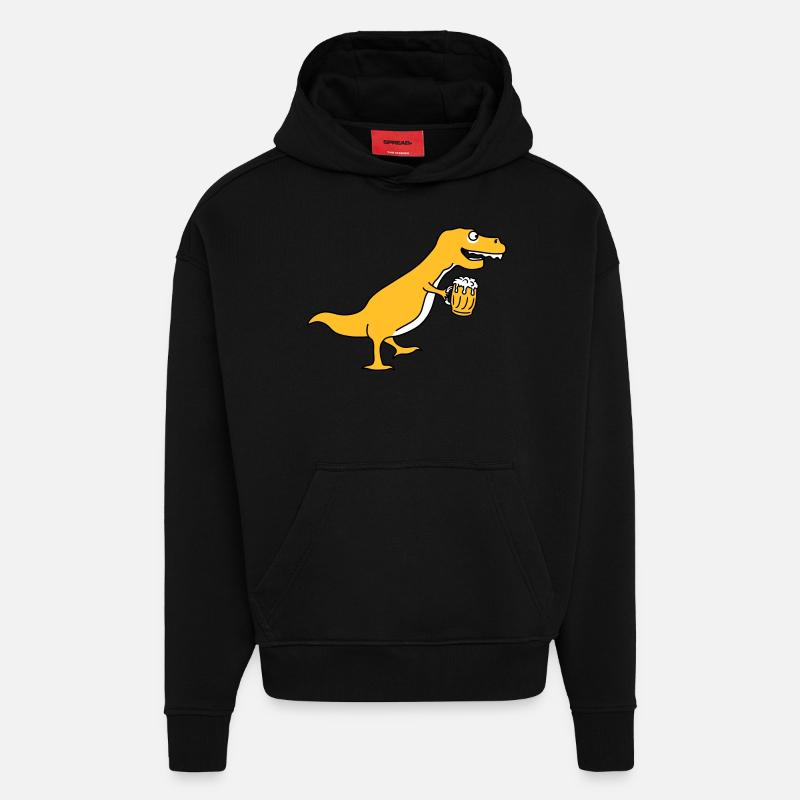Funny Drunken T-Rex Dino - Hoodie- made by SPREAD  - SOLID BLACK