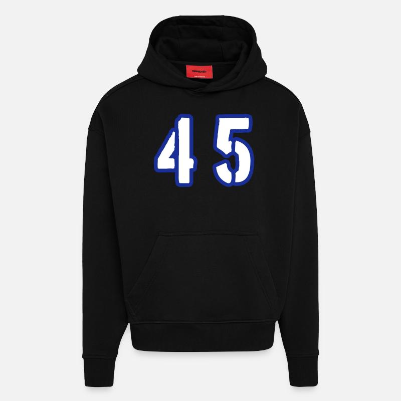 Symbole de chiffre 45 - Sweat à capuche bio épais oversize fabriqué en UE - SOLID BLACK