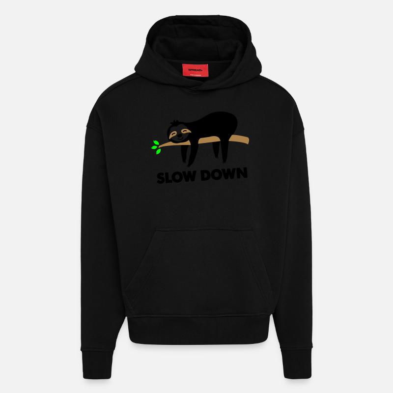 faultier slow down - Hoodie- made by SPREAD  - SOLID BLACK