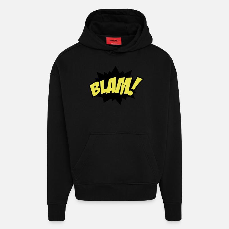 explosion - Sweat à capuche bio épais oversize fabriqué en UE - SOLID BLACK