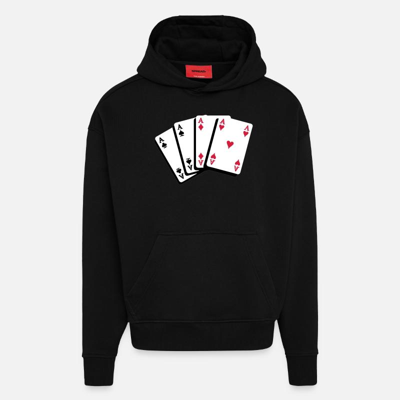 Poker Kartenfächer Asse - Hoodie- made by SPREAD  - SOLID BLACK
