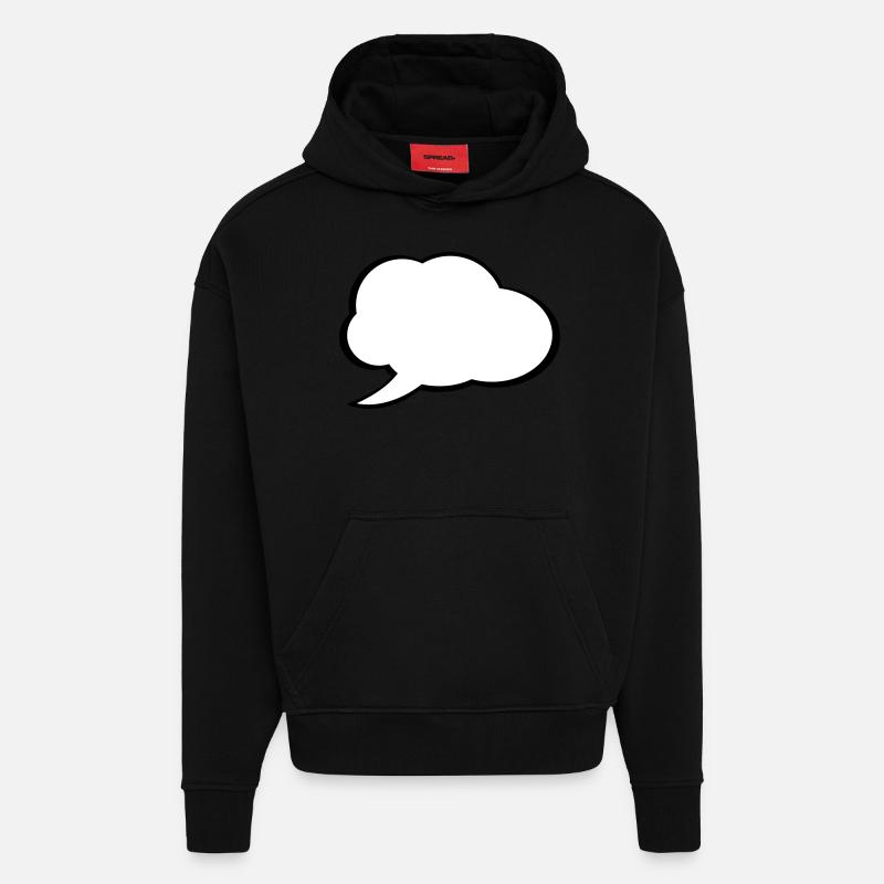Speech Bubble - Sweat à capuche bio épais oversize fabriqué en UE - SOLID BLACK