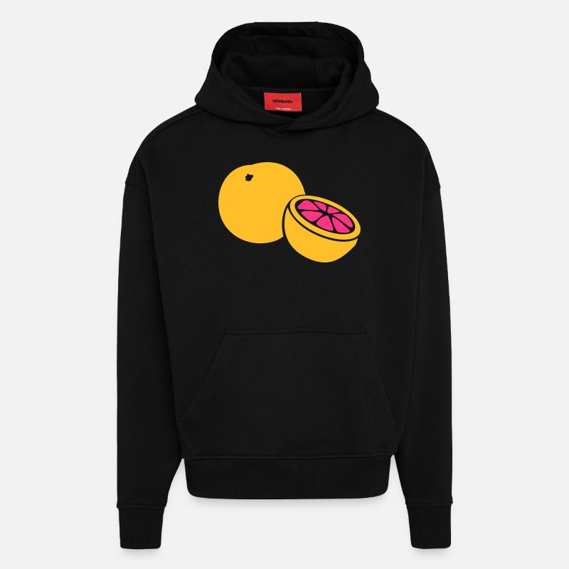 Grapefruit - Sweat à capuche bio épais oversize fabriqué en UE - SOLID BLACK