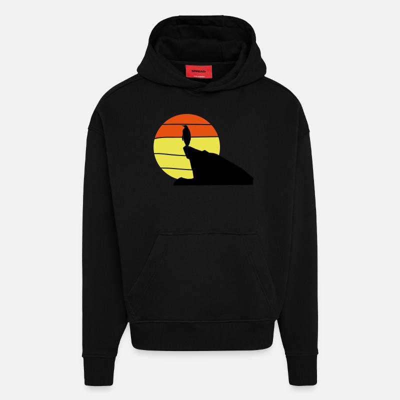 pinguin_sonnenuntergang - Sweat à capuche bio épais oversize fabriqué en UE - SOLID BLACK