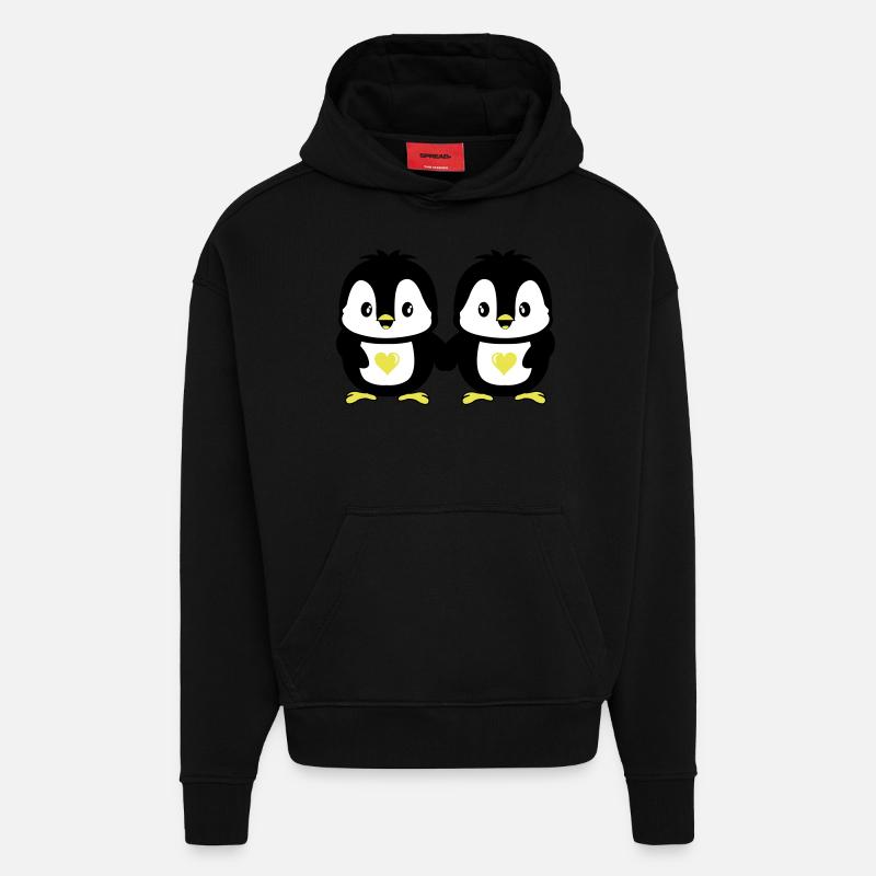 pinguine süß liebe - Hoodie- made by SPREAD  - SOLID BLACK
