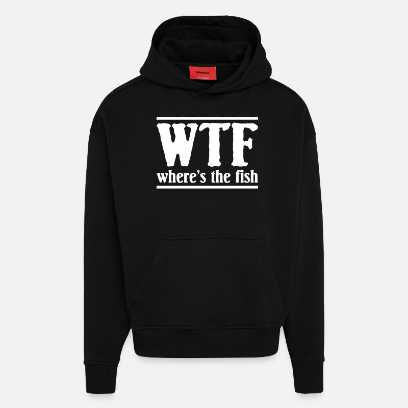 Où est le poisson - Sweat à capuche bio épais oversize fabriqué en UE - SOLID BLACK