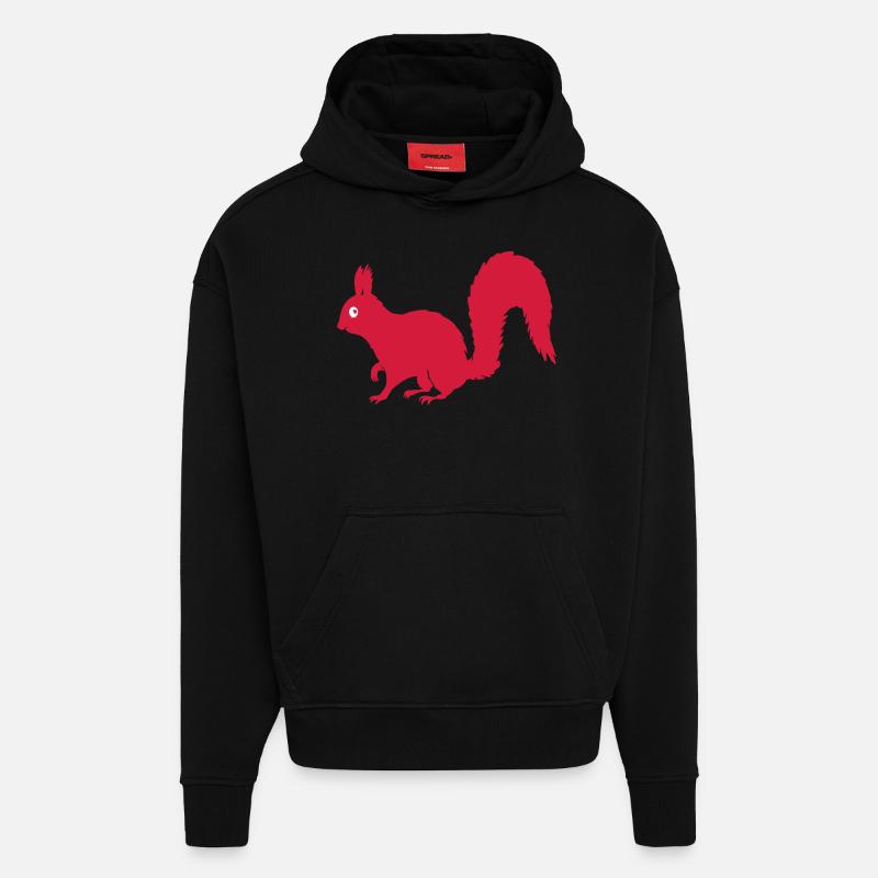 Rotes Eichhorn - Hoodie- made by SPREAD  - SOLID BLACK