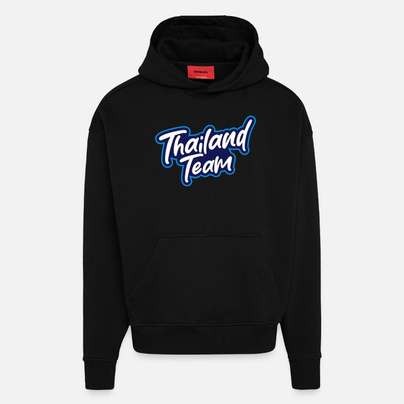 Équipe de Thaïlande - Sweat à capuche bio épais oversize fabriqué en UE - SOLID BLACK