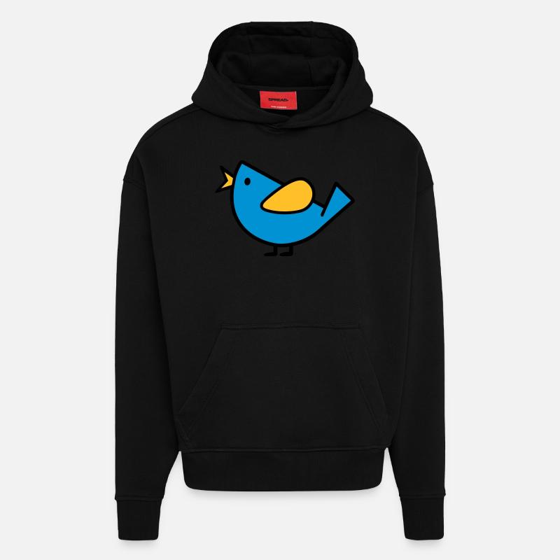 Oiseau - Sweat à capuche bio épais oversize fabriqué en UE - SOLID BLACK