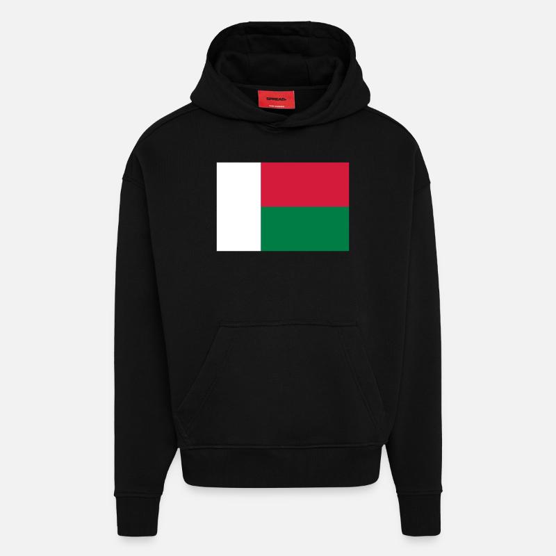 Madagascar - drapeau - Sweat à capuche bio épais oversize fabriqué en UE - SOLID BLACK