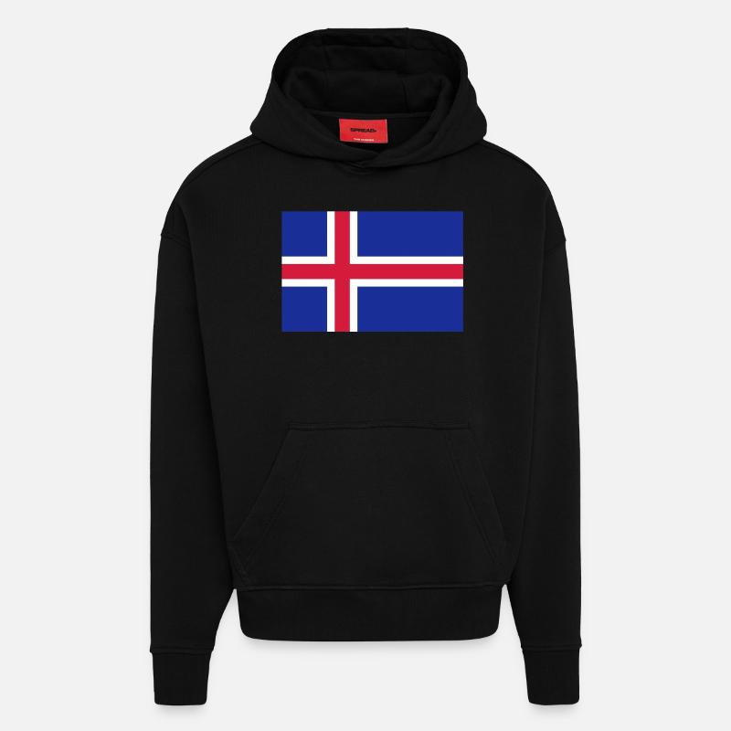 drapeau_islande - Sweat à capuche bio épais oversize fabriqué en UE - SOLID BLACK