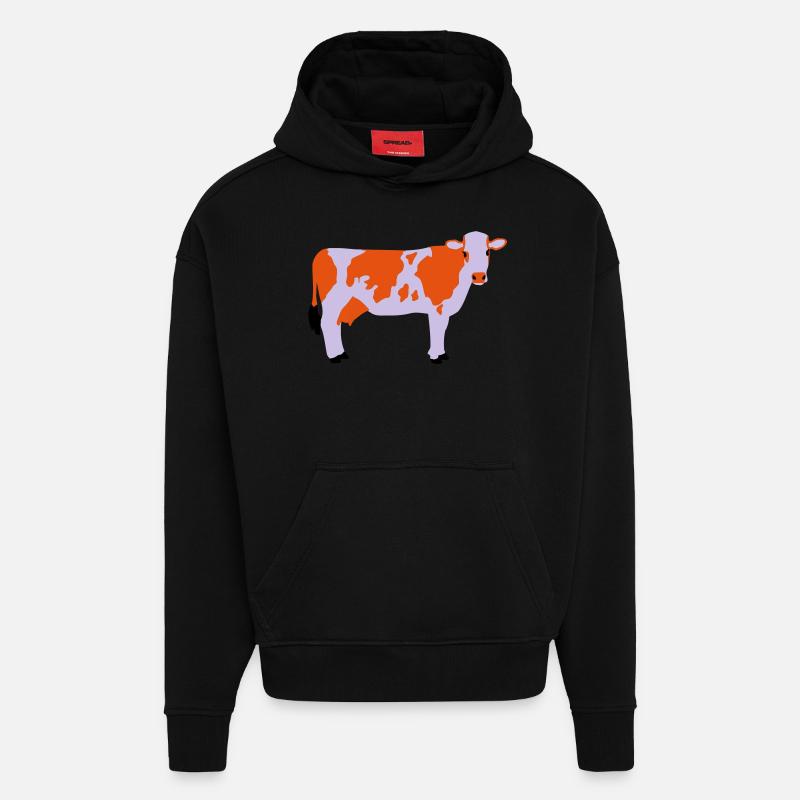 Vache 3 - Sweat à capuche bio épais oversize fabriqué en UE - SOLID BLACK