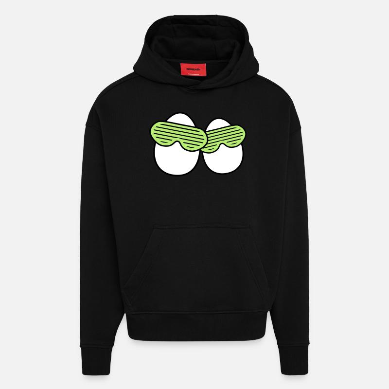 Funky Eggs - Sweat à capuche bio épais oversize fabriqué en UE - SOLID BLACK