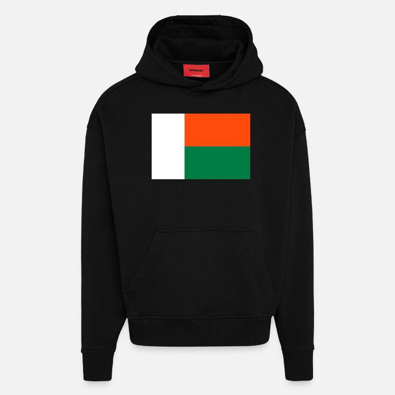 Drapeau Madagascar - Sweat à capuche bio épais oversize fabriqué en UE - SOLID BLACK