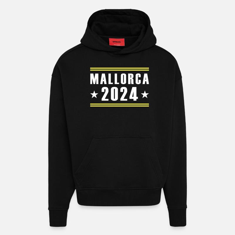 Majorque 2024 - Sweat à capuche bio épais oversize fabriqué en UE - SOLID BLACK