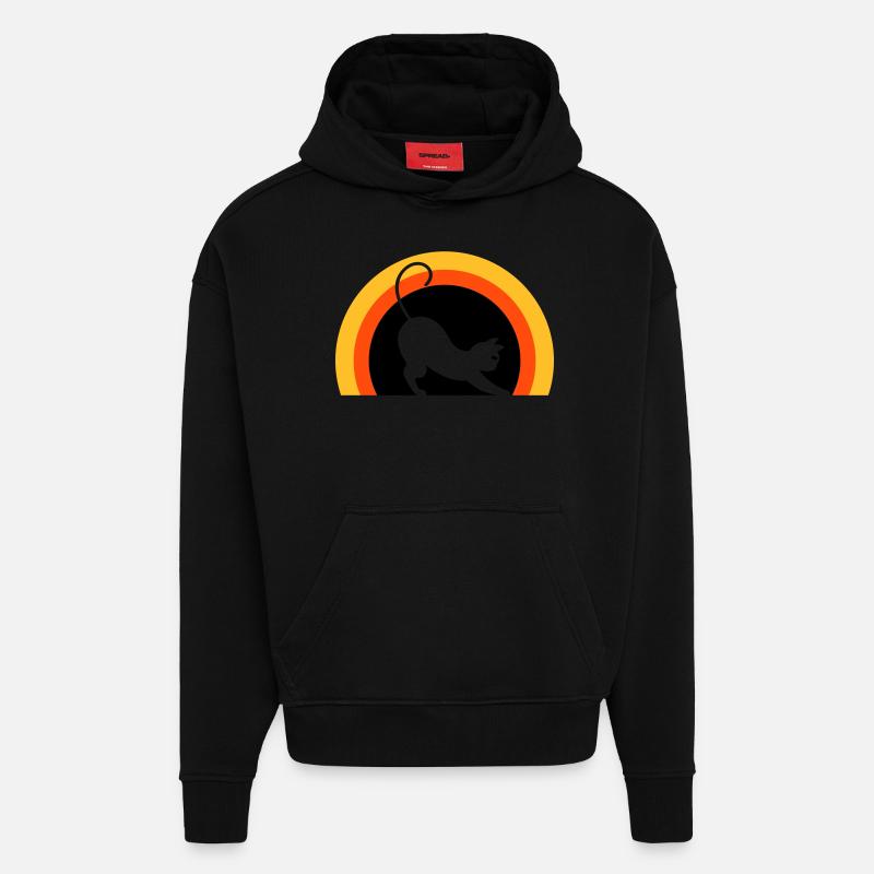 Chat > graphique vectoriel ! Chat - Sweat à capuche bio épais oversize fabriqué en UE - SOLID BLACK