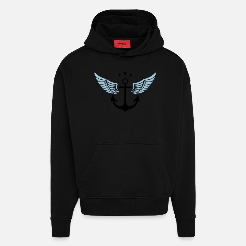 Anchor Symbol - Hoodie- made by SPREAD  - SOLID BLACK