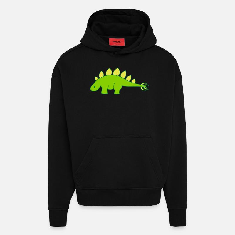 Stegosaurus - Hoodie- made by SPREAD  - SOLID BLACK