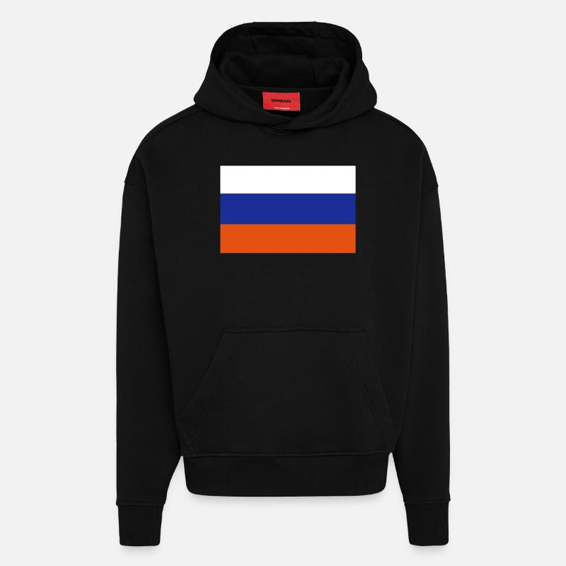 drapeau Russe - Sweat à capuche bio épais oversize fabriqué en UE - SOLID BLACK