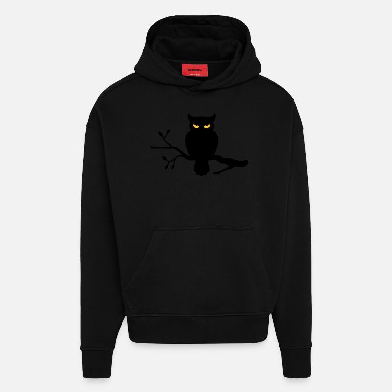 Eule auf Ast - Hoodie- made by SPREAD  - SOLID BLACK