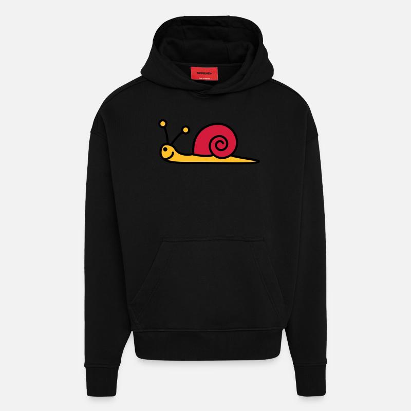 schnecke_3c - Sweat à capuche bio épais oversize fabriqué en UE - SOLID BLACK