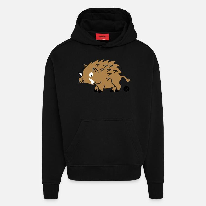 Wildschwein (c2) - Hoodie- made by SPREAD  - SOLID BLACK