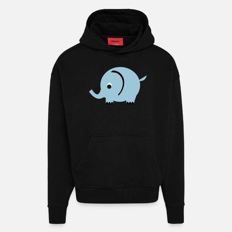 Éléphant - Sweat à capuche bio épais oversize fabriqué en UE - SOLID BLACK
