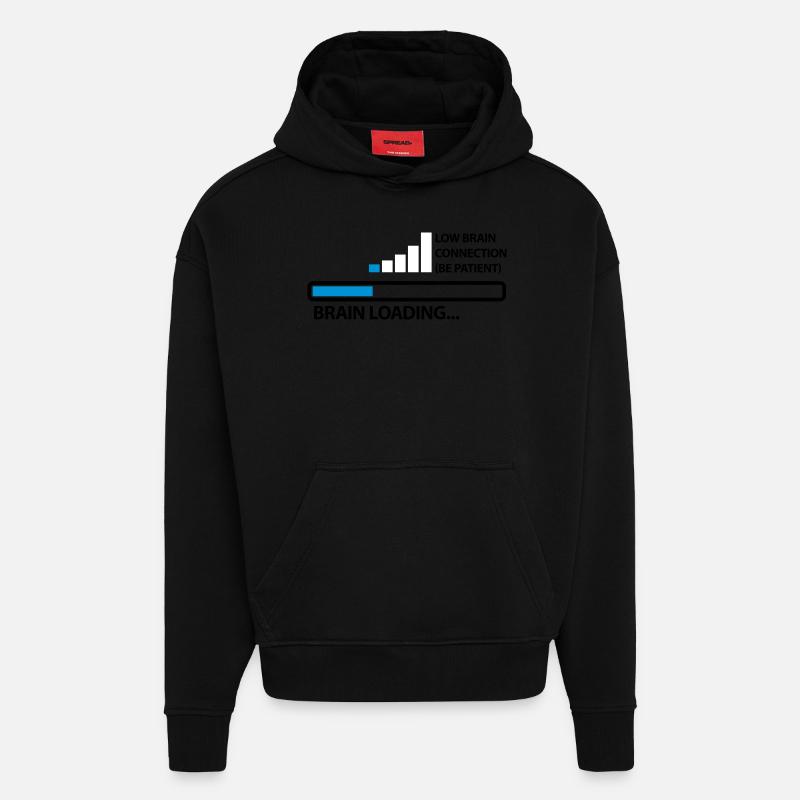 low_brain_connetion_loading_3c - Sweat à capuche bio épais oversize fabriqué en UE - SOLID BLACK