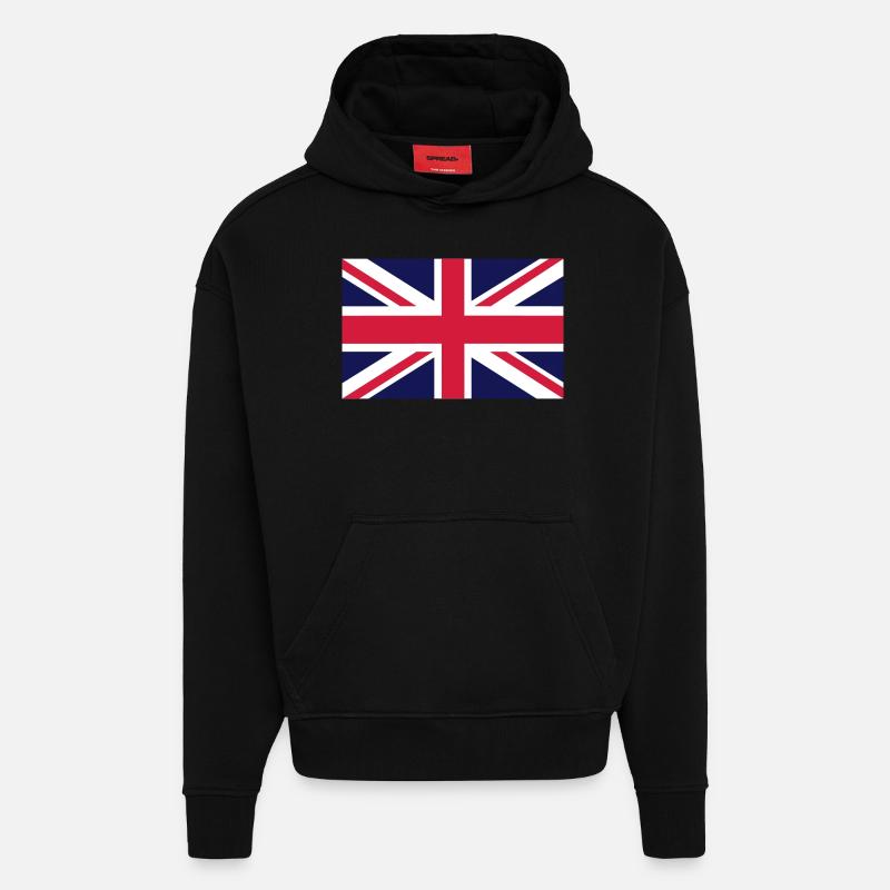 Drapeau britannique - Sweat à capuche bio épais oversize fabriqué en UE - SOLID BLACK