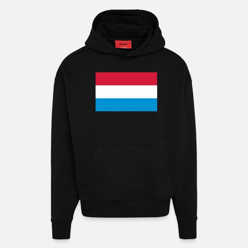 drapeau Luxembourg - Luxembourg flag - Sweat à capuche bio épais oversize fabriqué en UE - SOLID BLACK