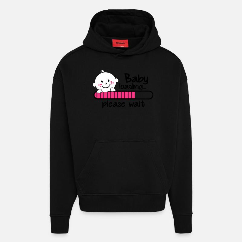 Baby loading.... please wait - Sweat à capuche bio épais oversize fabriqué en UE - SOLID BLACK