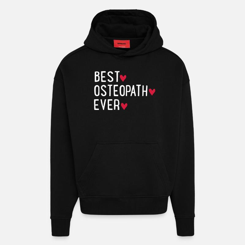 Ostéopathe - Sweat à capuche bio épais oversize fabriqué en UE - SOLID BLACK