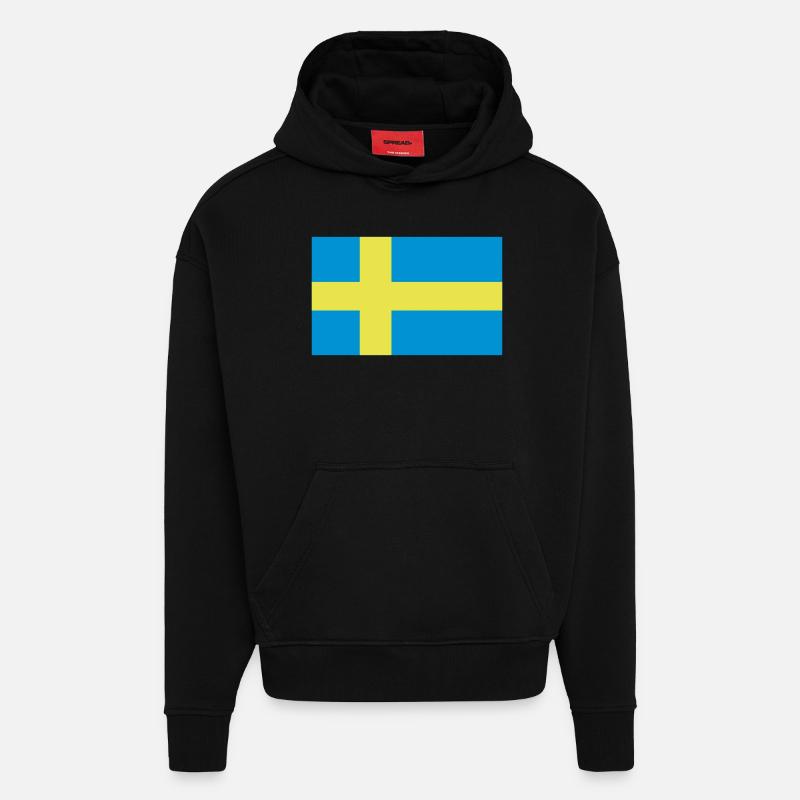 Suède - Sweat à capuche bio épais oversize fabriqué en UE - SOLID BLACK