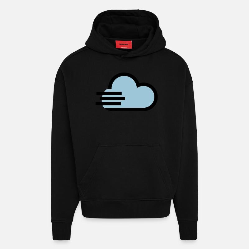 Icône de temps venteux - Sweat à capuche bio épais oversize fabriqué en UE - SOLID BLACK