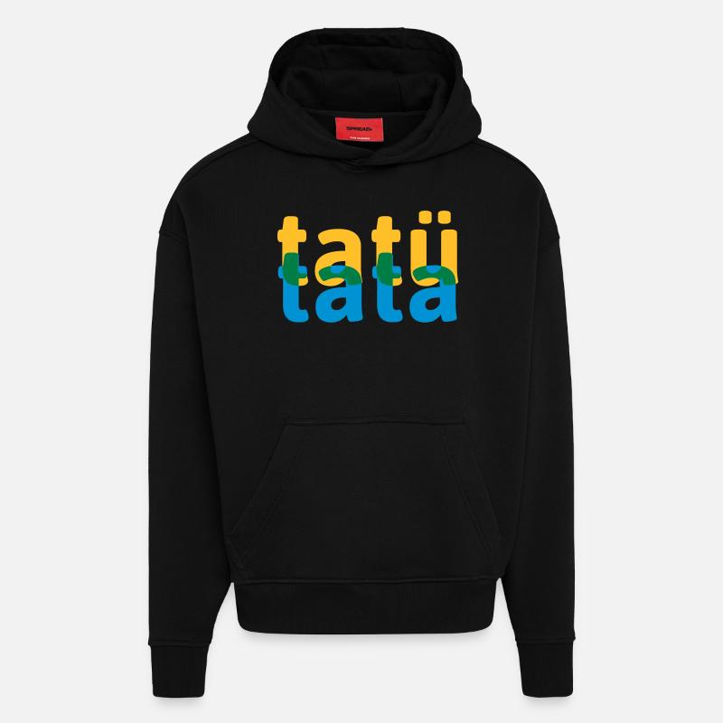 tatü tata sirène mots abstraits - Sweat à capuche bio épais oversize fabriqué en UE - SOLID BLACK