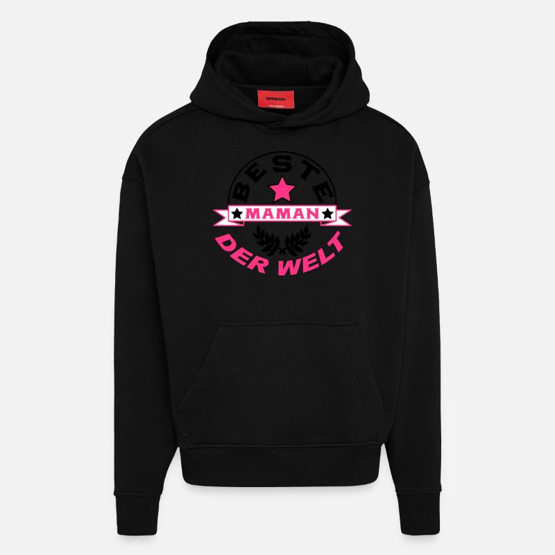 BESTE MAMAN DER WELT - Sweat à capuche bio épais oversize fabriqué en UE - SOLID BLACK