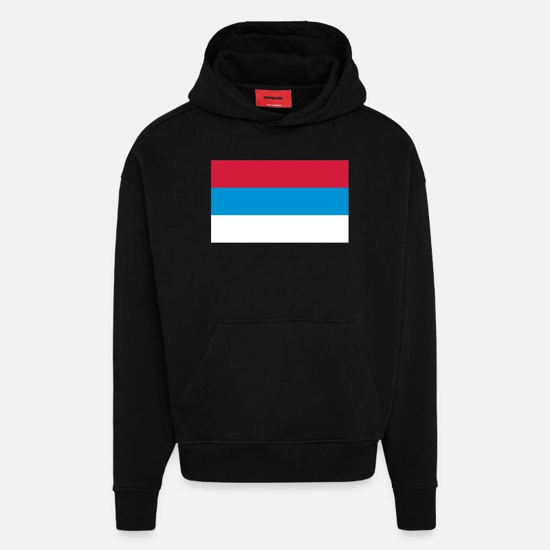 Drapeau national de Serbie - Sweat à capuche bio épais oversize fabriqué en UE - SOLID BLACK