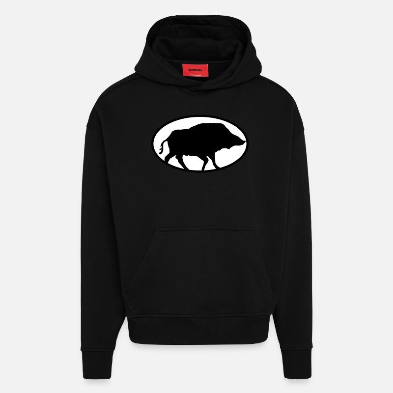 Boar - Sweat à capuche bio épais oversize fabriqué en UE - SOLID BLACK