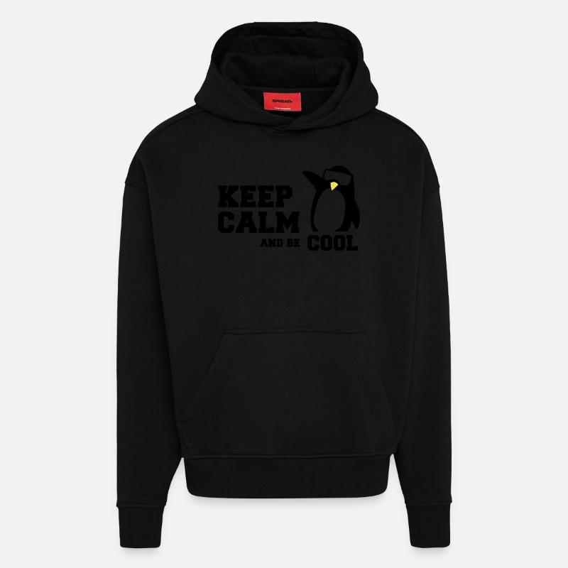 Penguin garder son calme - Sweat à capuche bio épais oversize fabriqué en UE - SOLID BLACK