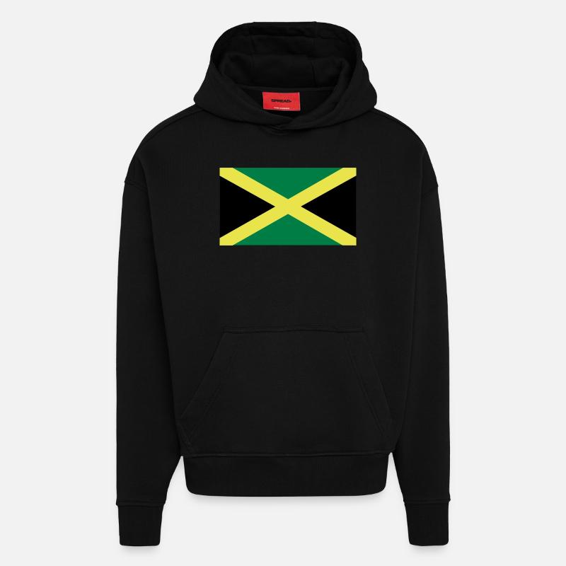 Jamaïque - Sweat à capuche bio épais oversize fabriqué en UE - SOLID BLACK