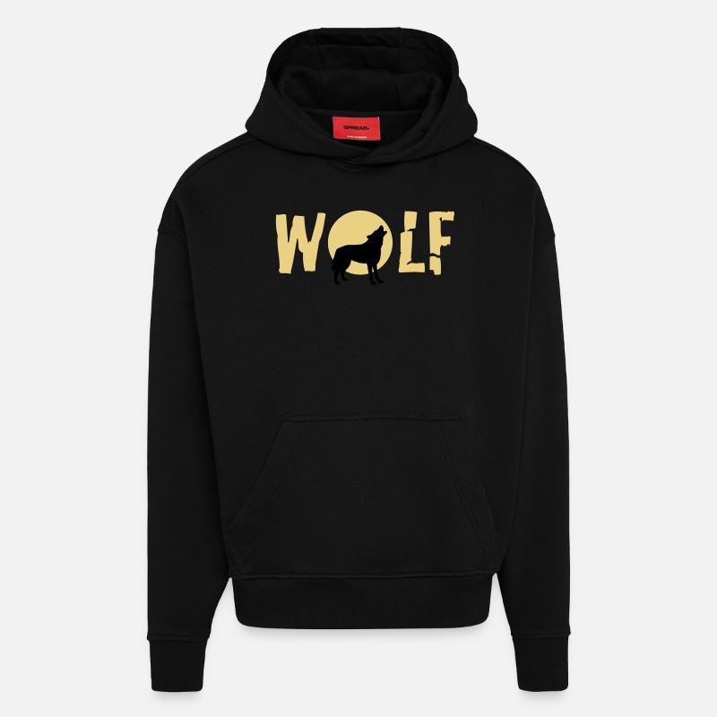 wolf_092011_c_2c - Sweat à capuche bio épais oversize fabriqué en UE - SOLID BLACK