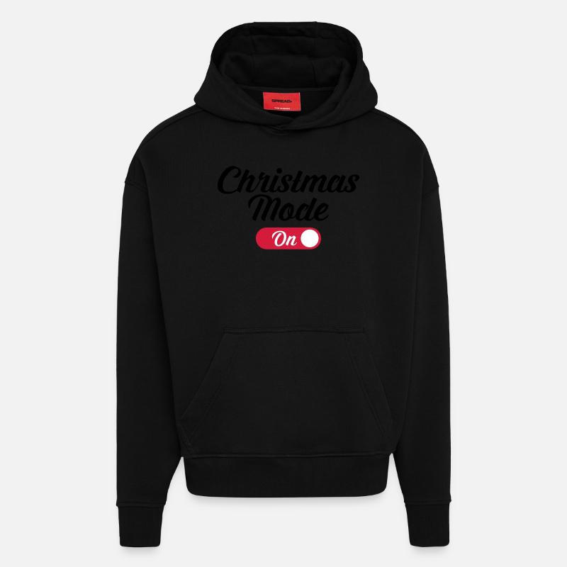 Christmas Mode (On) - Sweat à capuche bio épais oversize fabriqué en UE - SOLID BLACK