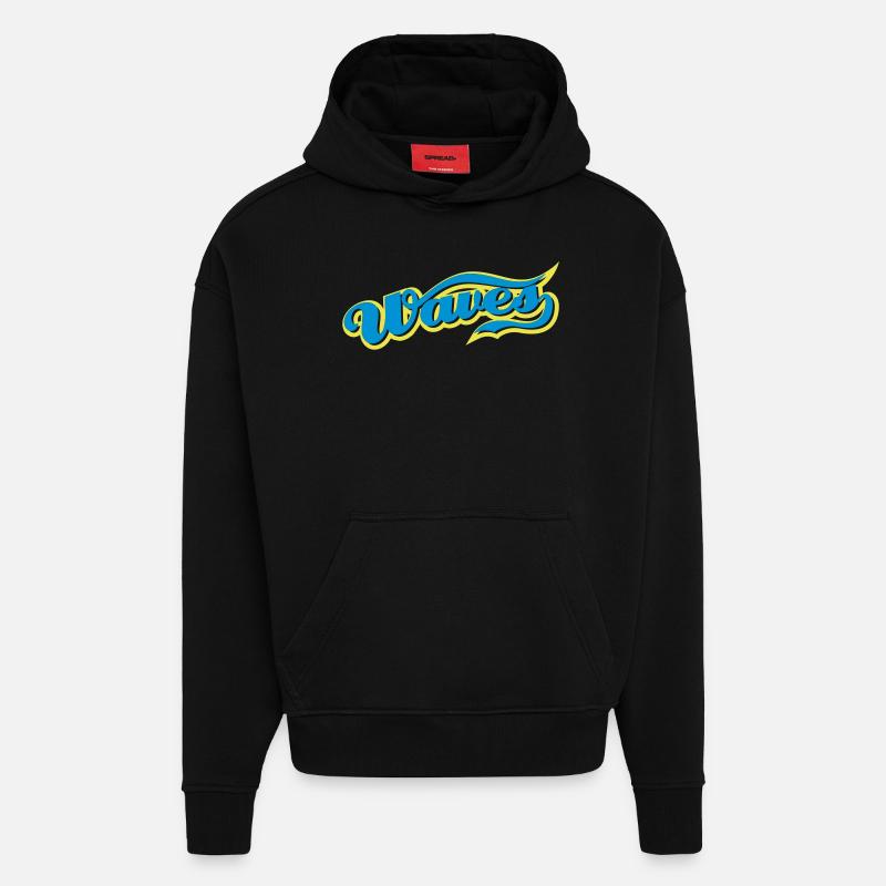 waves - Sweat à capuche bio épais oversize fabriqué en UE - SOLID BLACK