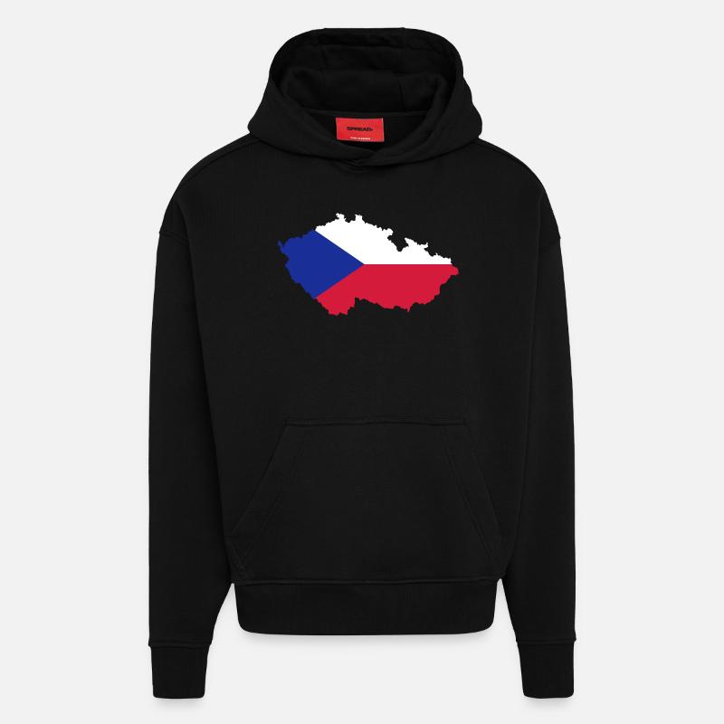 République tchèque - Sweat à capuche bio épais oversize fabriqué en UE - SOLID BLACK