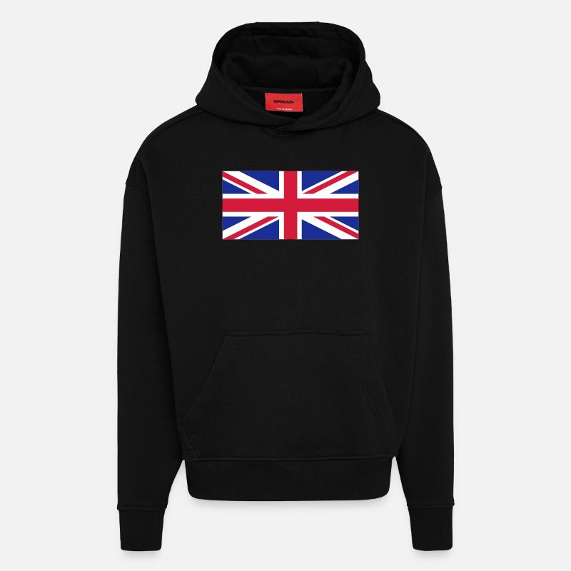 Royaume-Uni - Union Jack - Sweat à capuche bio épais oversize fabriqué en UE - SOLID BLACK