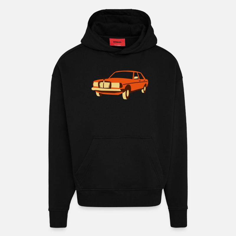 W123 Oldtimer - Sweat à capuche bio épais oversize fabriqué en UE - SOLID BLACK