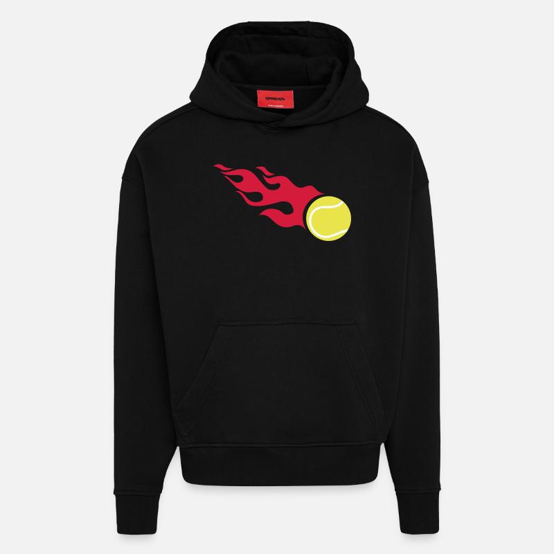 tennis_fire_f3 - Sweat à capuche bio épais oversize fabriqué en UE - SOLID BLACK