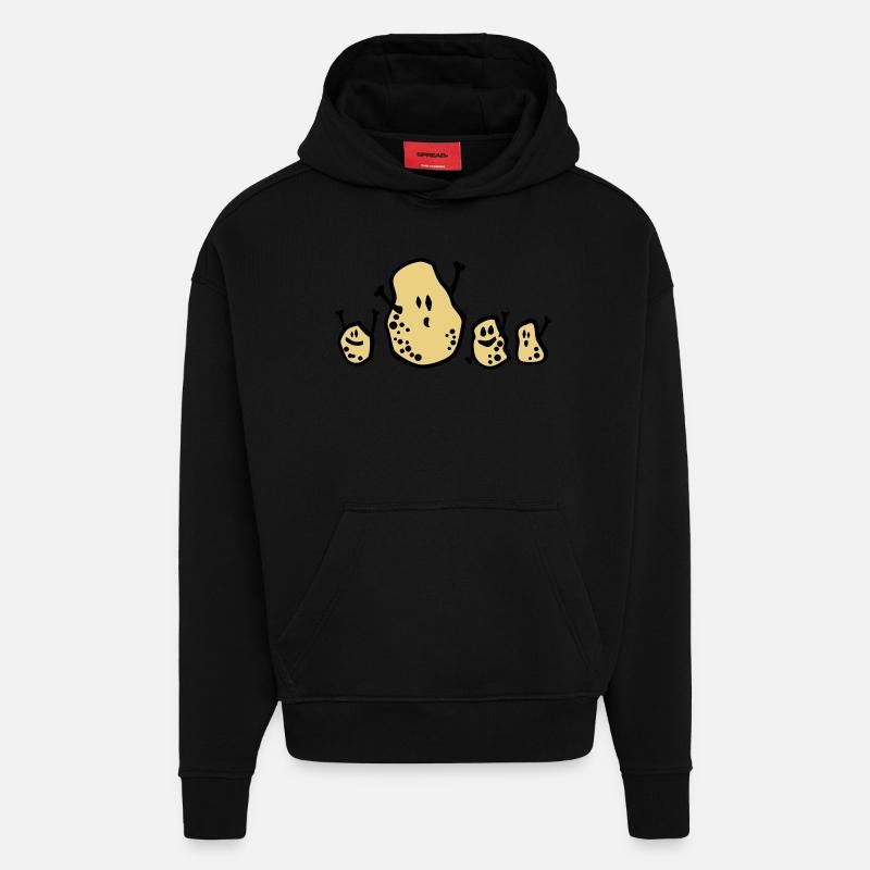 potatoes - Sweat à capuche bio épais oversize fabriqué en UE - SOLID BLACK