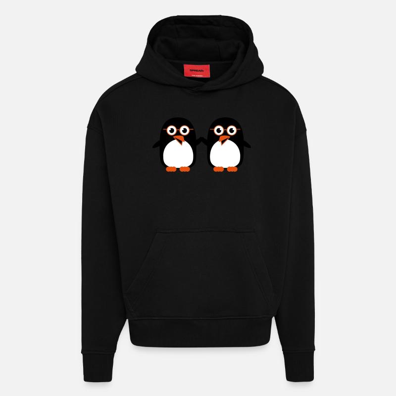 pinguine_geeks_c3 - Sweat à capuche bio épais oversize fabriqué en UE - SOLID BLACK