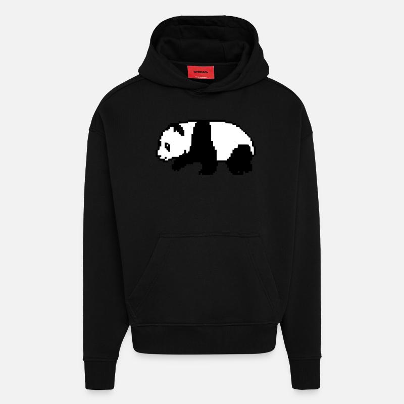 Pixel Panda - Sweat à capuche bio épais oversize fabriqué en UE - SOLID BLACK